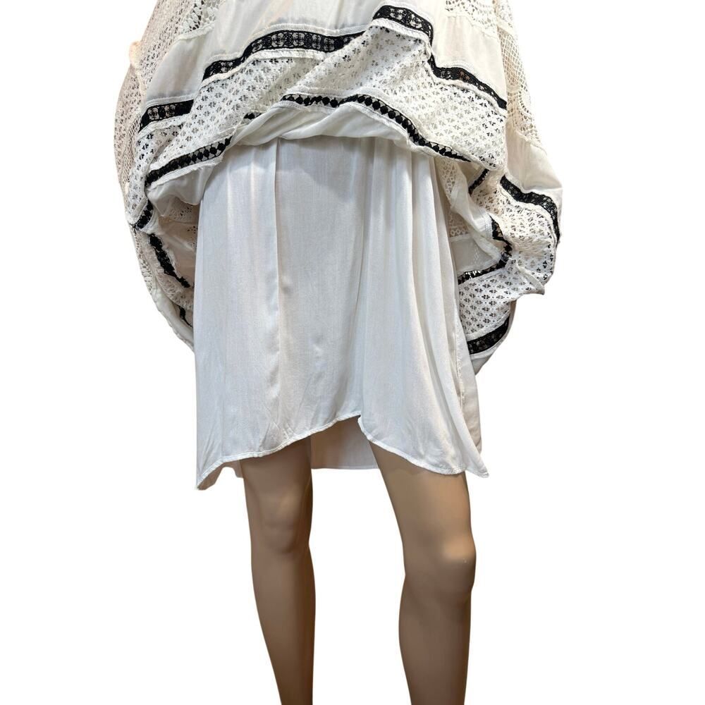 By Anthropologie Whimsigoth Boho Tiered Maxi Dress Contrast Crochet Lace SZ L - Picture 5 of 16